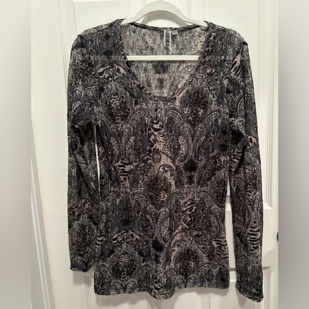 BKE Top. Paisley,  see through. Size Large. Good condition
